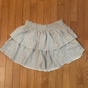 Aerie Tiered Ruffle Mini Skirt (Heather Gray
